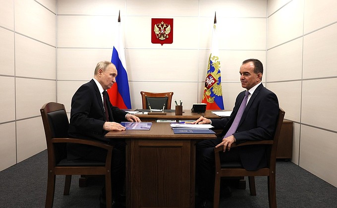 На встрече с губернатором Краснодарского края Вениамином Кондратьевым.