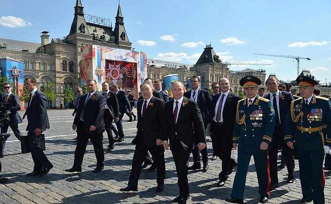 After the military parade on Red Square.