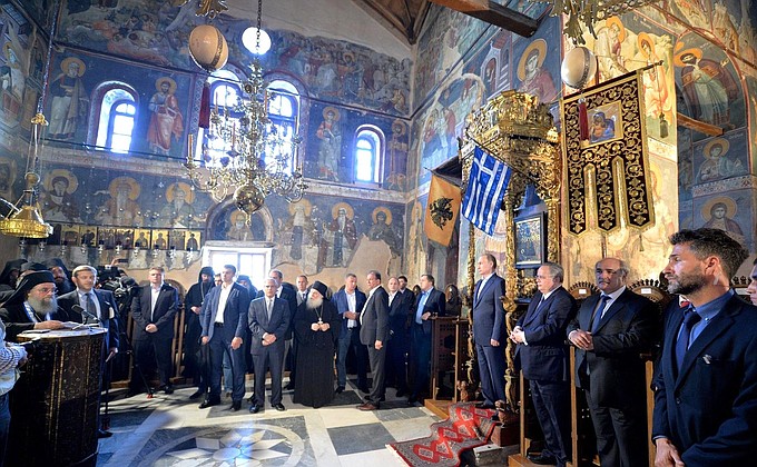 During a prayer service at the Assumption Cathedral.