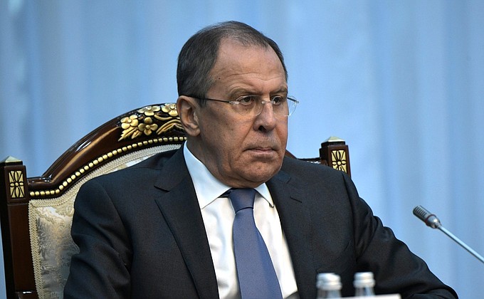 Foreign Minister Sergei Lavrov during Russian-Kyrgyzstani talks.