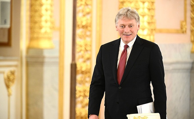 Deputy Chief of Staff of the Presidential Executive Office, Presidential Press Secretary Dmitry Peskov before Russian-Chinese talks in an expanded format.