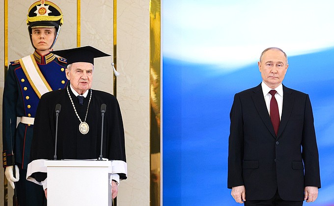 С Председателем Конституционного Суда Валерием Зорькиным на церемонии вступления в должность Президента России.