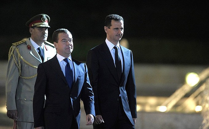 Welcoming ceremony. With President of Syria Bashar al-Assad.