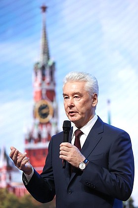 Moscow Mayor Sergei Sobyanin during the celebrations marking the 876th anniversary of the foundation of Moscow at the Zaryadye Concert Hall.