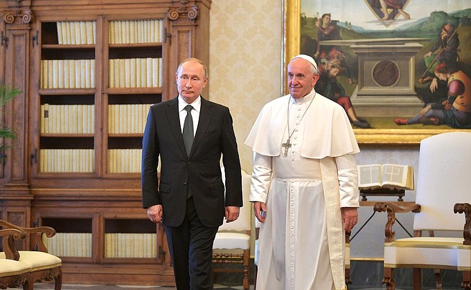With Pope Francis.
