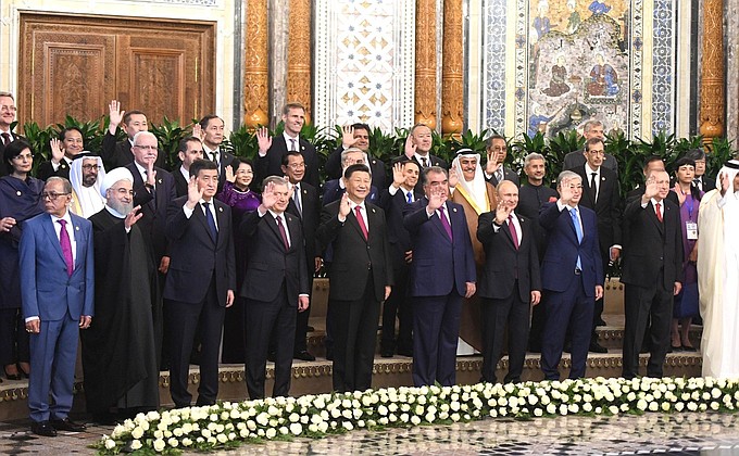 Participants in the summit of the Conference on Interaction and Confidence-Building Measures in Asia.