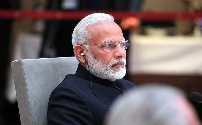 Prime Minister of India Narendra Modi at an informal meeting of heads of state and government of the BRICS countries.