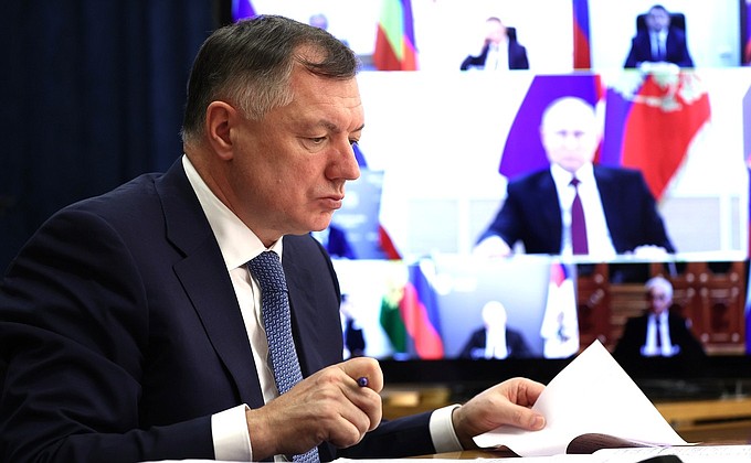 Deputy Prime Minister Marat Khusnullin during the meeting on the development of Russia’s southern and Azov sea regions.