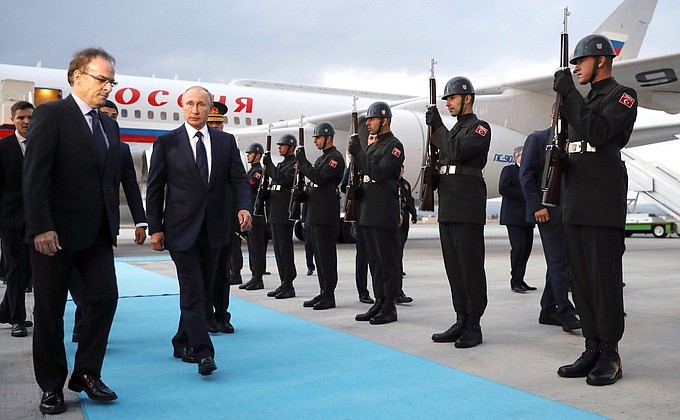 Vladimir Putin arrives in Turkey on a working visit.