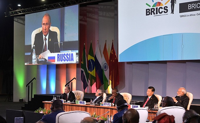Meeting of BRICS leaders with delegation heads from invited African states and chairs of international associations.
