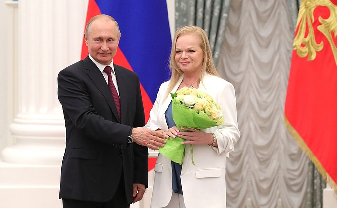 The Order of Friendship is presented to singer Larisa Dolina.
