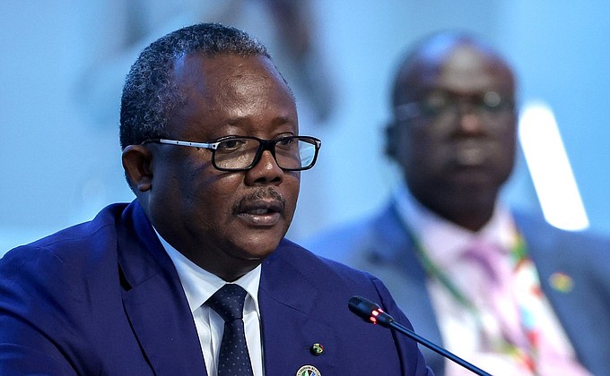 President of Guinea-Bissau Umaro Sissoco Embalo at the plenary session of the Russia–Africa Summit.