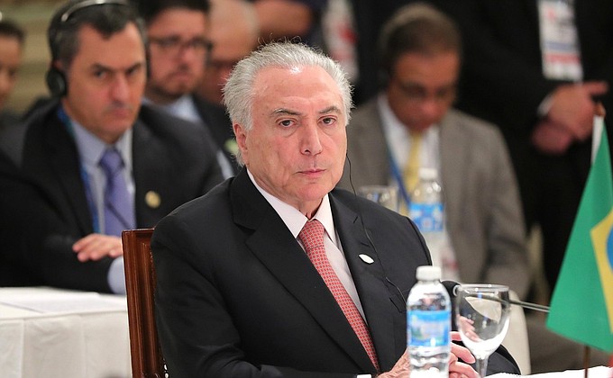 Президент Бразилии Мишел Темер на встрече лидеров БРИКС.
