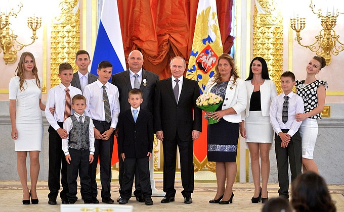 The Order of Parental Glory is awarded to Rita and Nikolai Klimenko from the City of Sevastopol.