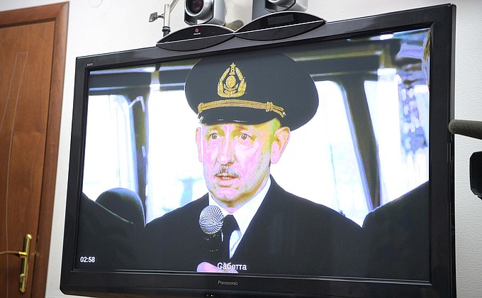 Videoconference following first docking of gas tanker at Sabetta port.