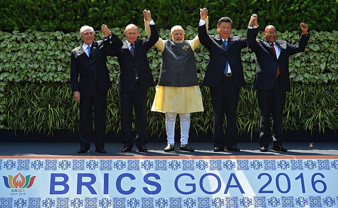 Joint photo session before the start of the BRICS summit.