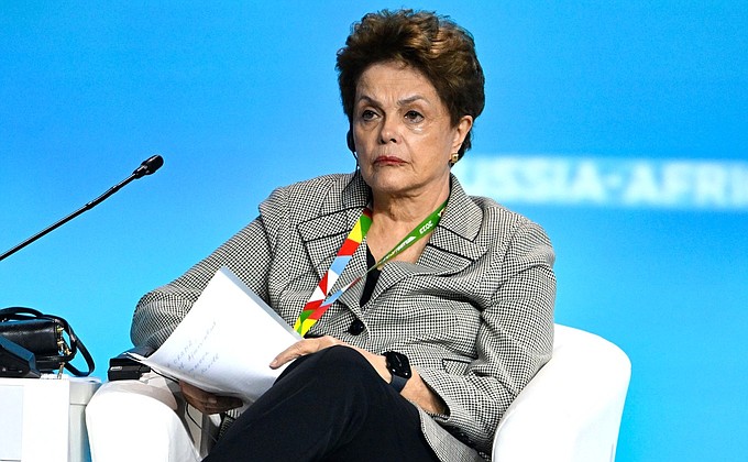 President of the New Development Bank (BRICS) Dilma Rousseff at the plenary session of the Russia-Africa Economic and Humanitarian Forum.
