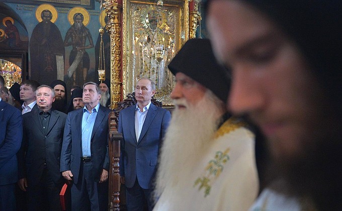 Vladimir Putin visited Rossikon – the St Panteleimon Monastery on Mount Athos.