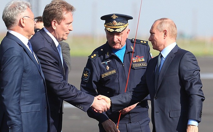 В ходе посещения Государственного лётно-испытательного центра имени В.П.Чкалова Министерства обороны Российской Федерации.