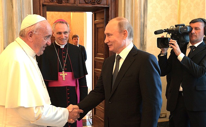 With Pope Francis.