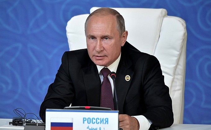 Vladimir Putin made a press statement following the Fifth Caspian Summit.