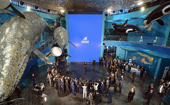 Церемония открытия Приморского океанариума Дальневосточного отделения Российской академии наук.