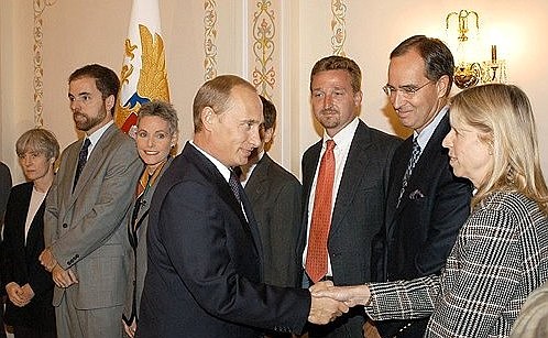 President Putin with US journalists.