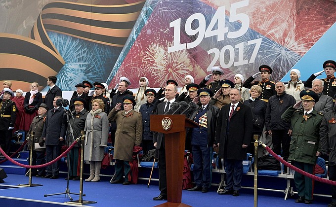 At the military parade marking the 72nd anniversary of Victory in the 1941–45 Great Patriotic War.