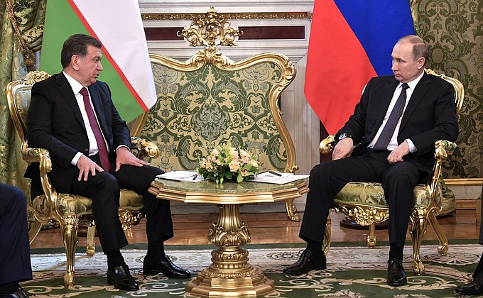 Russian-Uzbekistani talks in narrow format. President of Uzbekistan Shavkat Mirziyoyev.