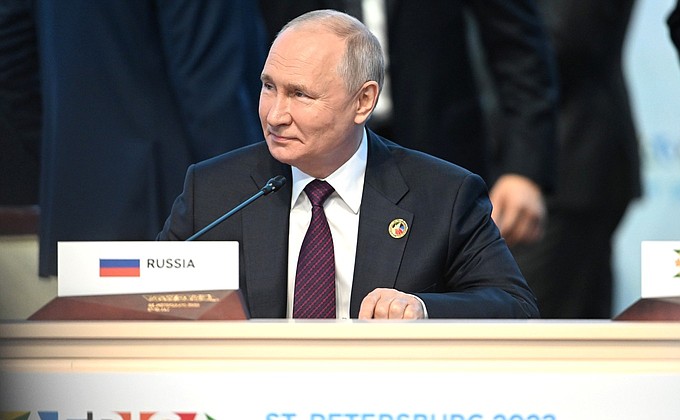 At the plenary session of the Russia–Africa Summit.