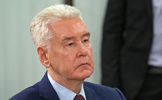 Moscow Mayor Sergei Sobyanin at a meeting on the progress of the Moscow – St Petersburg high-speed rail project.