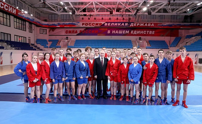 With sambo wrestlers representing sports schools in the Krasnodar Territory.