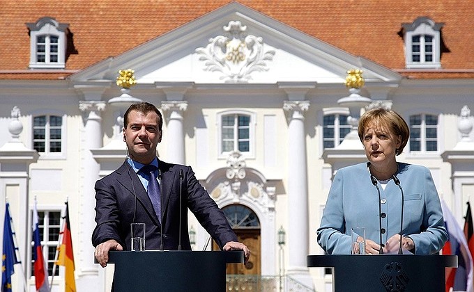 Совместная пресс-конференция с Федеральным канцлером Германии Ангелой Меркель по итогам российско-германских переговоров.