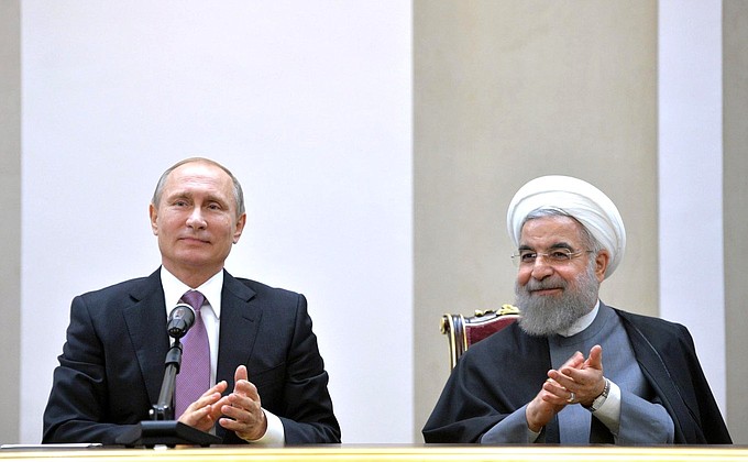 Заявления для прессы по итогам российско-иранских переговоров. С Президентом Ирана Хасаном Рухани.