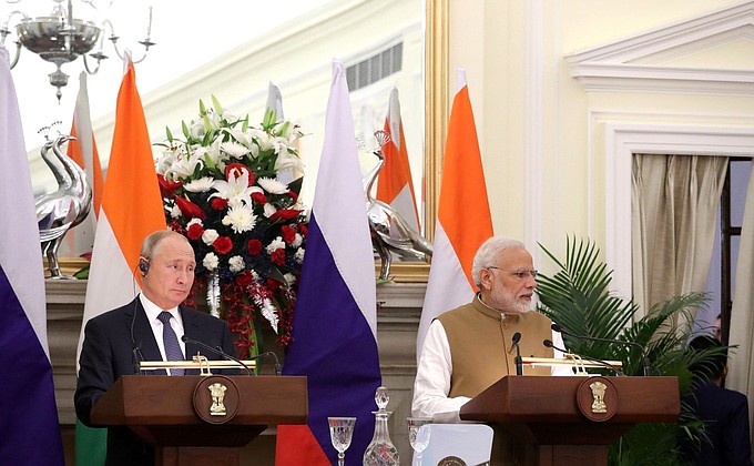 Statements for the press following Russian-Indian talks. With Prime Minister of India Narendra Modi.