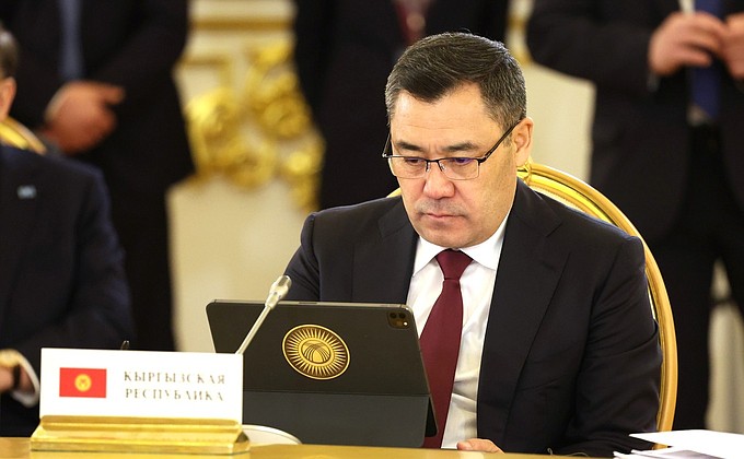 President of Kyrgyzstan Sadyr Japarov at the meeting of the Supreme Eurasian Economic Council in expanded format.
