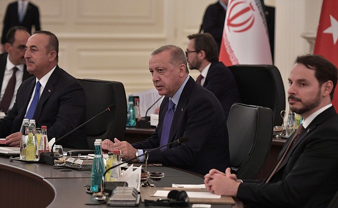 Meeting between the leaders of the guarantor states of the Astana process on the settlement in Syria. President of Turkey Recep Tayyip Erdogan.