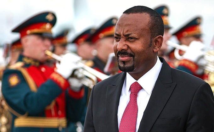 Prime Minister of Ethiopia Abiy Ahmed arrives in St Petersburg.