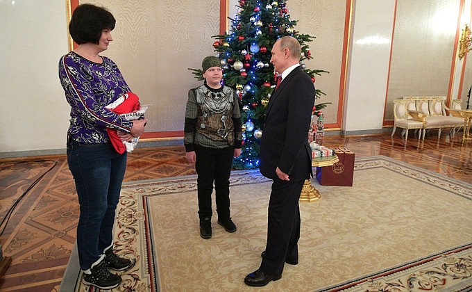 Vladimir Putin met with 10-year old Kolya Kuznetsov, a participant in the Dream with Me project.