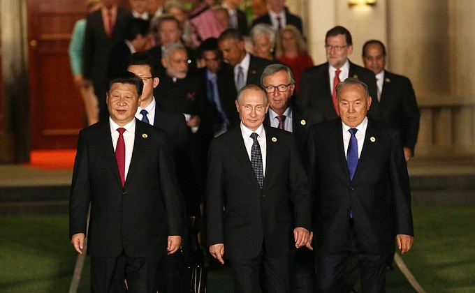 Перед началом приёма в честь глав делегаций государств – участников «Группы двадцати», приглашённых государств и международных делегаций.