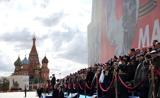 At the military parade to mark the 77th anniversary of Victory in the Great Patriotic War.