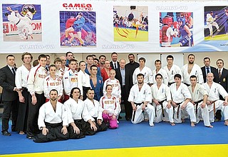 With sportsmen and students at the Sambo-70 centre of sports education.