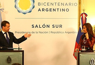 Совместная пресс-конференция с Президентом Аргентины Кристиной Фернандес де Киршнер по итогам российско-аргентинских переговоров.
