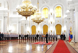 Ceremony presenting officers and prosecutors who have been appointed to higher posts, and received higher military, special and class ranks.