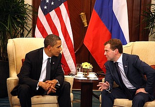 С Президентом Соединённых Штатов Америки Бараком Обамой.