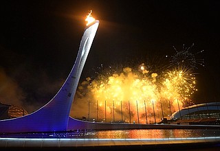 At the Opening Ceremony for the XXII Olympic Winter Games.