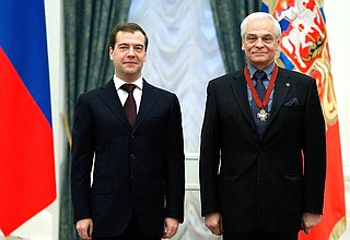 The ceremony for presenting state awards. The Order of Services to the Fatherland, III degree, was awarded to the Moscow Operetta State Academic Theatre soloist Gerard Vasilyev.