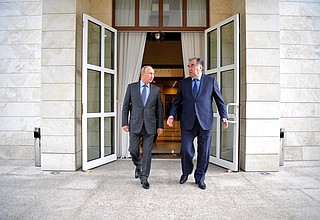 With President of Tajikistan Emomali Rahmon after the meeting.