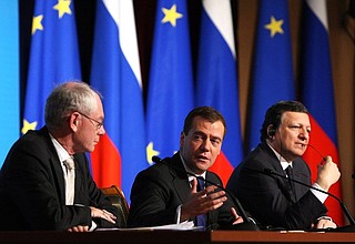 Joint news conference with President of the European Commission Jose Manuel Barroso and President of the Council of Europe Herman Van Rompuy.