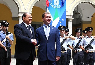 Official welcome ceremony. With Italian Prime Minister Silvio Berlusconi.